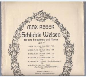 gebrauchtes Buch – Max Reger – Schlichte Weisen für eine Singstimme und Klavier Op. 76, Band 1 (Nr. 1-15). Für mittlere Stimme.