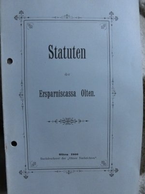 antiquarisches Buch – Statuten der Ersparniscassa Olten