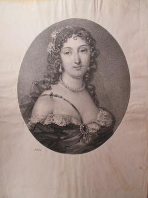 Porträt. Brustbild im Oval. Kupferstich (anoynm), aufgeklebt, links unten "1451" (Sammlungsnummer?), Bild: 22,5 x 19 cm, Blattgröße: 34 x 25,5 cm, um […]