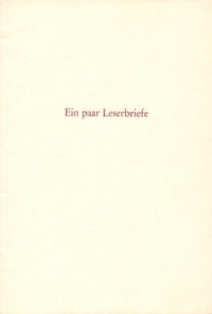 Ein paar Leserbriefe an Hermann Hesse. Ein paar Leserbriefe an Hermann Hesse.