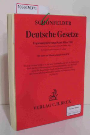 Deutsche Gesetze - 86. Ergänzungslieferung - Stand März 1995 - Schönfelder