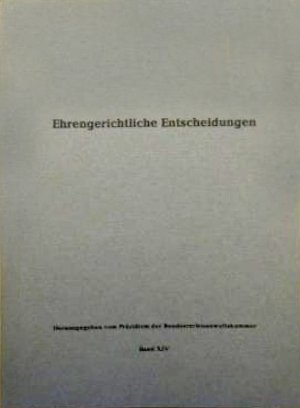 Ehrengerichtliche Entscheidungen