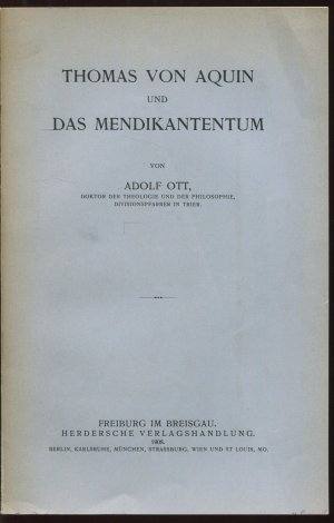 antiquarisches Buch – Adolf Ott – Thomas von Aquin und das Mendikantentum