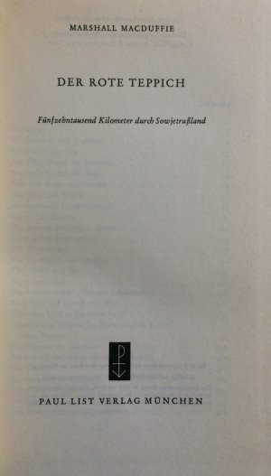 antiquarisches Buch – Marshall Macduffie – Der rote Teppich - fünfzehntausend Kilometer durch Sowjetrußland.