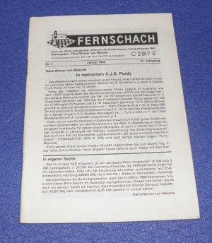 gebrauchtes Buch – Hans-Werner von Massow  – Fernschach Nr. 1 Januar 1980