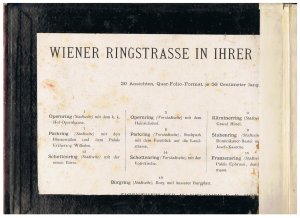 Die Wiener Ringstraße in ihrer Vollendung und der Franz Josefs-Quai. Zwanzig Ansichten nach Original-Aufnahmen in Farben-Holzschnitt ausgeführt. 20 doppelblattgroße […]