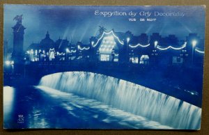 Originale Fotografie (Vintage, Gelatinesilber, blau getönt) - Fotokarte - Exposition des Arts Decoratifs, Vue de Nuit, 1925.