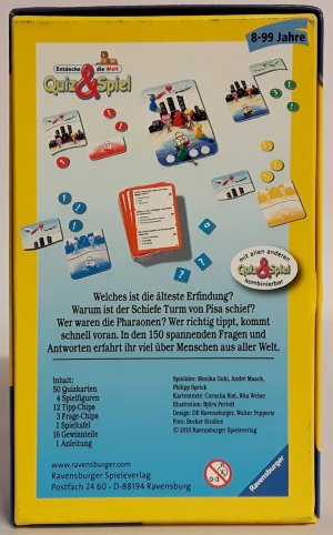 gebrauchtes Spiel – Quiz und Spiel Entdecke die Welt 2010 Ravensburger Spieleverlag 233076 - für 2 - 4 Spieler - ab 8 Jahren - Spieldauer ca 30 Minuten