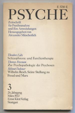 Psyche - Zeitschrift für Psychoanalyse und ihre Anwendungen. 26. Jahrgang Heft 3. März 1972. Aus dem Inhalt: Theodore Lidz - Schizophrenie und Familientherapie […]