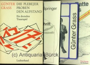 Die Plebejer proben den Aufstand. Ein deutsches Trauerspiel. Umschlagzeichnung vom Autor. Dazu drei Beigaben.