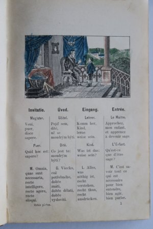 Orbis Pictus. Svet v obraz¡ch. Die Welt in Bildern. Le monde en tableaux. Königgrätz, Pospisil, 1896. * Mit Porträt und 134 (3 kolor.) Textholzschnitten […]