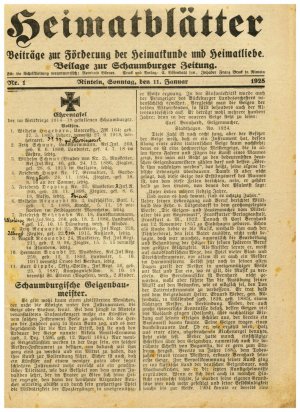 Schaumburger Heimatblätter - Beiträge zur Förderung der Heimatkunde und Heimatliebe - Beilage zur Schaumburger Zeitung - Jahrgang 1925 1-28