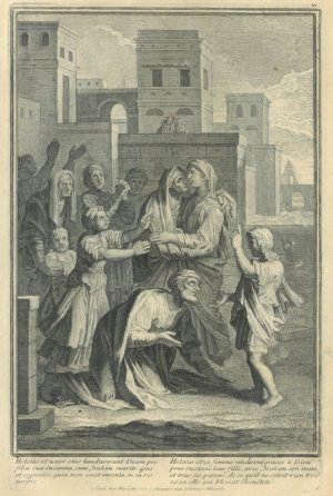 gebrauchtes Buch – Susanna wird nach dem Freispruch von ihrer Familie in Empfang genommen. Joakim kniet vor Daniel, welcher seine Frau vor dem Todesurteil bewahrte. Mit lateinischem und französischem Untertext. gebrauchtes Buch – Susanna wird nach dem Freispruch von ihrer Familie in Empfang genommen. Joakim kniet vor Daniel, welcher seine Frau vor dem Todesurteil bewahrte. Mit lateinischem und französischem Untertext.