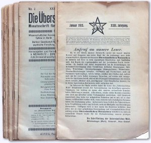 Die Übersinnliche Welt. XXIII. Jhg. 1915, No. 1 bis 12 [kmpl.]. Monatsschrift für okkultistische Forschung. Organ der: Wissenschaftlichen Vereinigung […]