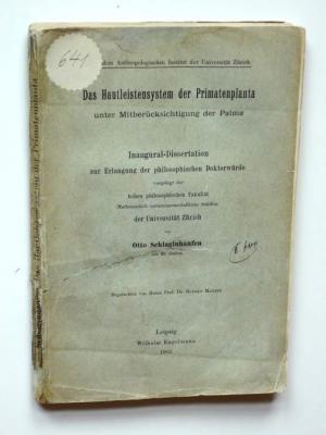 Das Hautleistensystem der Primatenplanta unter Mitberücksichtigung der Palma. Inaugural-Dissertation zur Erlangung der philosophischen Doktorwürde.