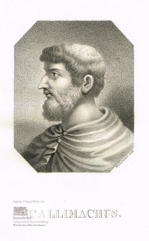 Callimachus. Brustbild in Toga nach halblinks im Oktagon. Kupferstich in Punktierstich-Manier von Wachsmann um 1825