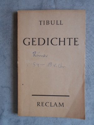 antiquarisches Buch – Tibull / Friedrich Walther Lenz – Gedichte