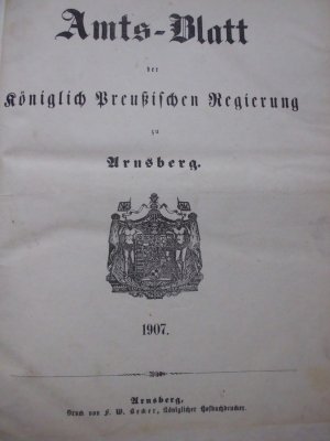 Amts-Blatt der Königlich Preußischen Regierung zu Arnsberg 1907