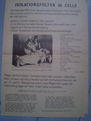 Isolationshaft in Celle. Seit Dezember 1978 sitzen die politischen Gefangenen Karl-Heinz Dellwo, Heinz Herlitz und Harry Stürmer im neuerrichteten Isolationstrakt […]