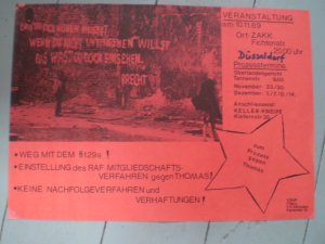 Zum Prozeß gegen Thomas Kilpper. Veranstaltung am 10.11.89. Weg mit dem § 129a...(RAF, Rote Armee Fraktion, Antiimperialischer Widerstand, Autonome)(Plakat […]