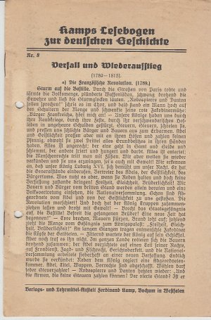 antiquarisches Buch – Kamps Lesebogen zur deutschen Geschichte. Nr. 8: Verfall und Wiederaufstieg