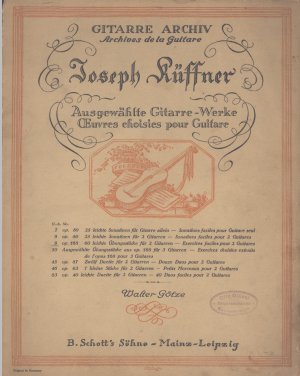 Joseph Küffner, Op. 68: Ausgewählte Gitarre-Werke. 60 leichte Übungsstücke für Anfänger. Gitarre-Archiv No. 9