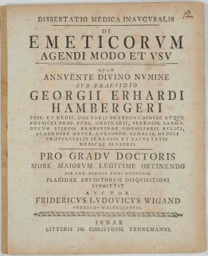 De Emeticorum Agendi Modo et usu. & Programma Auspicale ...: De Aere Corporibus; Incluso dissertationi solenni de emeticorum.