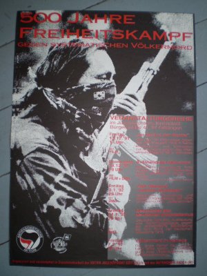 500 Jahre Freiheitskampf gegen systematischen Völkermord (Antifaschistische Aktion)(Poster, Plakat)(RAF, Autonome, Antifa) 1992