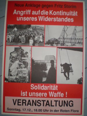 Angriff auf die Kontinuität unseres Widerstandes. Neue Anklage gegen Fritz Storim. Solidarität ist unsere Waffe! Veranstaltung (Plakat, Poster)(RAF, Autonome […]