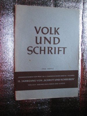 Volk und Schrift. Heft 2. 13. Jahrgang 1942.