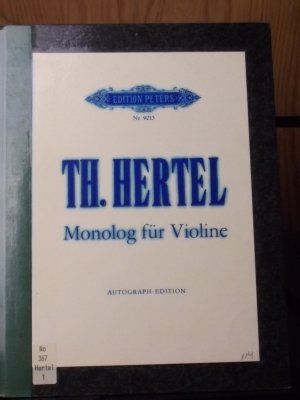 Monolog für Violine Solo Autograph-Edition