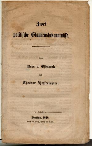 antiquarisches Buch – Esenbeck, Nees von – Zwei politische Glaubensbekenntnisse.