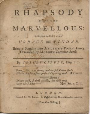 A rhapsody upon the marvellous: arising from the first odes of Horace and Pindar. Being a scrutiny into ancient poetical fame, demanded by modern common […]