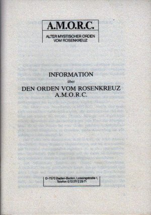 Informationen Uber Den Orden Vom Rosenkreuz A Amorc Alter Mystischer Orden Vom Rosenkreuz Buch Antiquarisch Kaufen A02iyuvq01zza