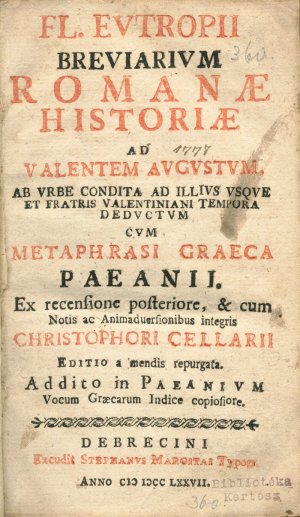 antiquarisches Buch – Eutropius – Breviarium Romanae Historiae cum metaphrasi graeca