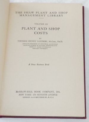 antiquarisches Buch – Thomas Henry Sanders – Plant and Shop Costs