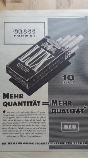 Werbung Werbeblatt LUX Cigaretten Zigaretten um 1950 ca