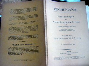 Decheniana. Verhandlungen des Naturhistorischen Vereins der  Rheinlande und Westfalens / 1938 -  Band 98 A Heft 1 / Hans Philipp zum 60.Geburtstag