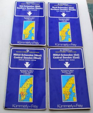 gebrauchtes Buch – Kümmerly + Frewy – Nord-Schweden (Süd), Süd-Schweden (Süd), Mittel-Schweden (Ost), Mittel-Schweden (West): 3 Strassenkarten Schweden in acht Blättern hier: Blatt 1,, Blatt 4, Blatt 6,