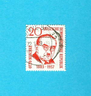 antiquarisches Buch – Briefmarke DDR 1958, Mi. 671, 1. Todestag von Otto Nuschke, 20 Pf