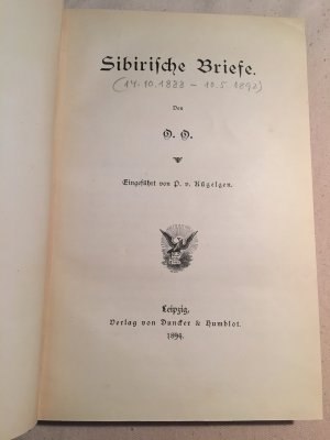 Sibirische Briefe. Eingeführt von P.v. Kügelgen.