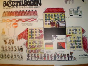 Bastelbogen für Hausbesetzer und solche die es werden wollen! (Plakat, Poster, ca. 1981, Hausbesetzung, Häuserkampf, RAF, Autonome, KPD)