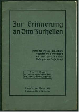 antiquarisches Buch – Zur Erinnerung an Otto Zurhellen - Pfarrer in Frankfurt / M