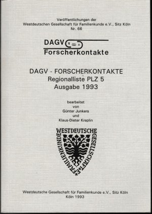 DAGV-Forscherkontakte. Regionalliste PLZ 5, Ausgabe 1993