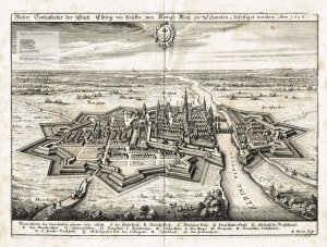 Wahre Contrafactur der Statt Elbing wie dieselbe von Königl.: May: zu Schweden etc. befestiget worden. Anno 1626. Ansicht der befestigten Stadt Elbing […]