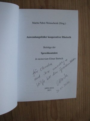 gebrauchtes Buch – Marita Pabst-Weinschrenk  – Anwendungsfelder kooperativer Rhetorik - Beiträge der Sprechkontakte. In memoriam Elmar Bartsch