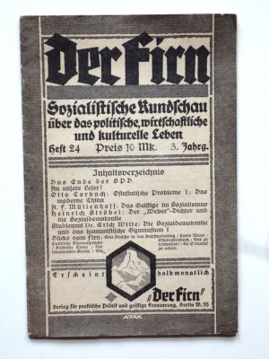 Der Firn. Sozialistische Rundschau über das politische, wirtschaftliche und kulturelle Leben. Heft 24 3. Jahrg. 1922