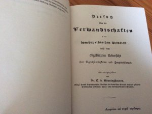 Eigentümlichkeiten und Hauptwirkungen der homöopathischen Arzneien nebst Versuch über die Verwandtschaften