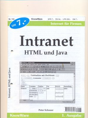 Know Ware Band 133 Intranet, HTML und Java (Internet für Firmen)