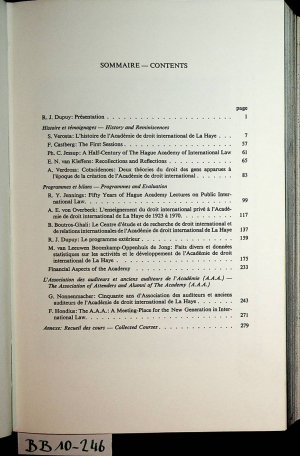 Académie de Droit International de La Haye : 1923 - 1973 préparé par R. J. Dupuy